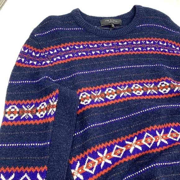 rag & bone Wesley Fair Isle Wool Sweater Size Medium